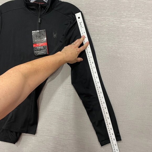 SPYDER 1/4 Zip Shirt Mens Medium Black Base Layer Quick Dry Pullover - Picture 12 of 13